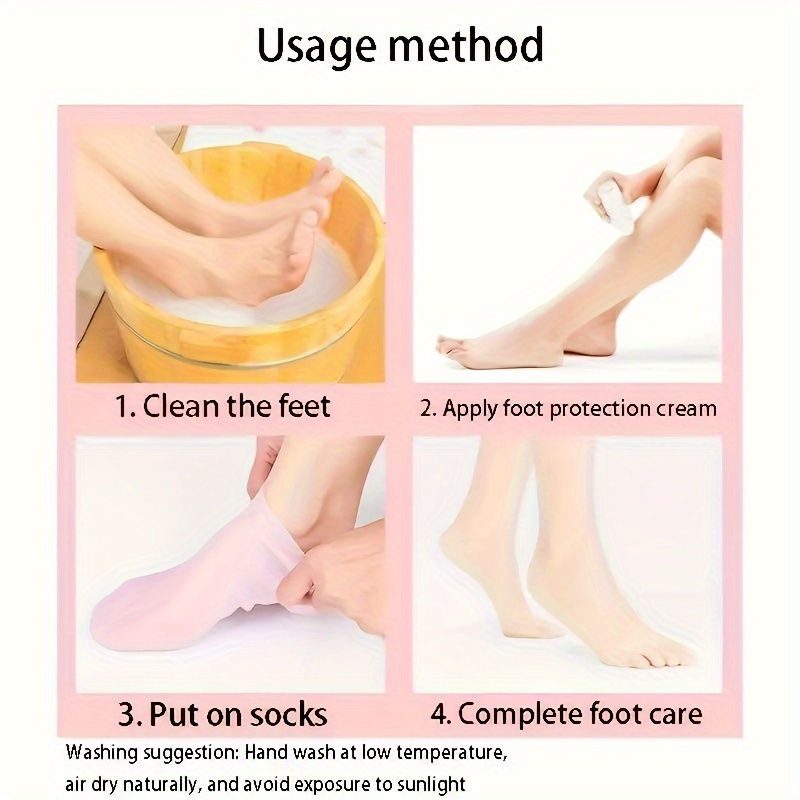 Miniatura: Silicone Moisturizing Foot Socks (2 Pack)  Reusable Pedicure Spa Heels Treatment