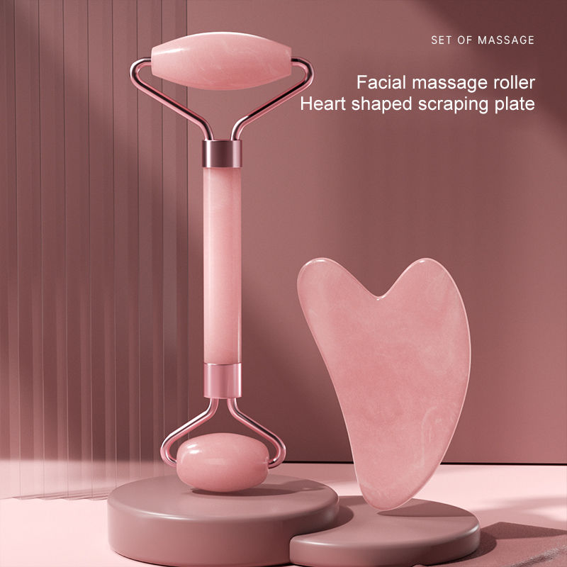 Resin Facial Massage Roller & Heart-Shaped Gua Sha Set – Sculpting Tool 🌸💖