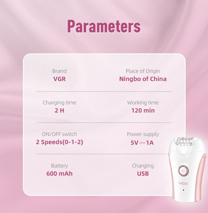 Thumbnail: VGR V-705 Professional Rechargeable Electric Epilator – Women's Hair Remover ⚡🌸