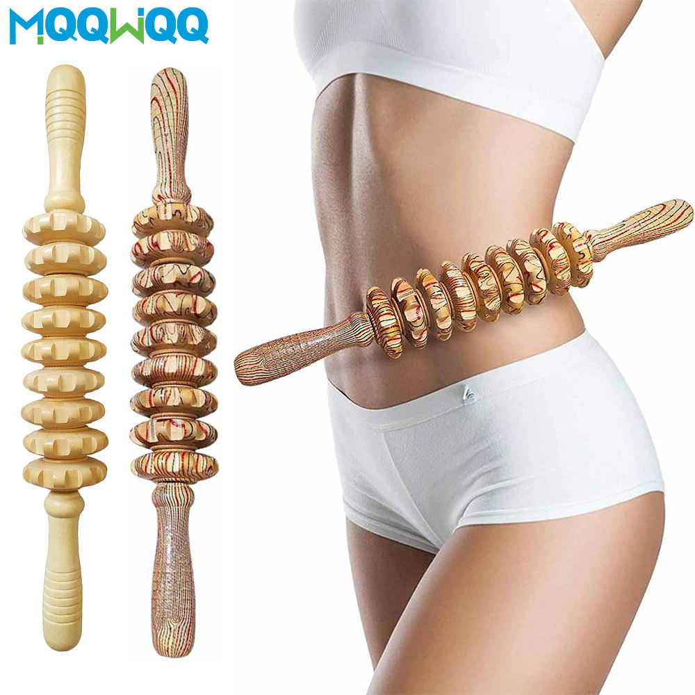 Handheld Wooden Massage Roller Stick –Trigger Point Muscle Therapy & Relief Tool