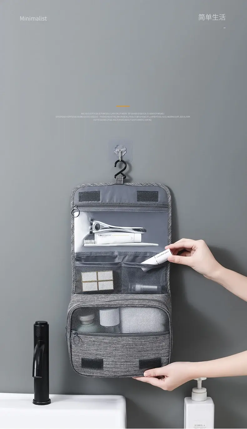 Miniatura: Oxford Fabric Hanging Toiletry Bag – Portable Travel Organizer for Cosmetics