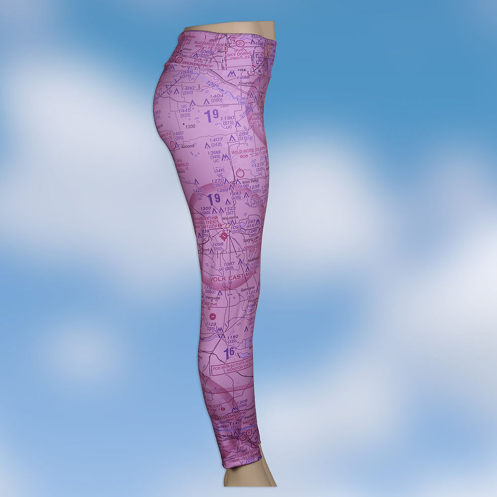 Thumbnail: Custom U.S. Aeronautical Chart Yoga Pants Magenta or Blue Wash