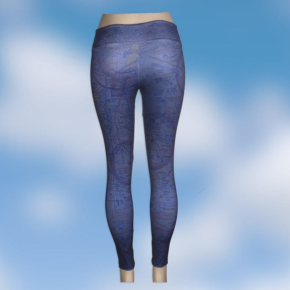 Thumbnail: Custom U.S. Aeronautical Chart Yoga Pants Magenta or Blue Wash