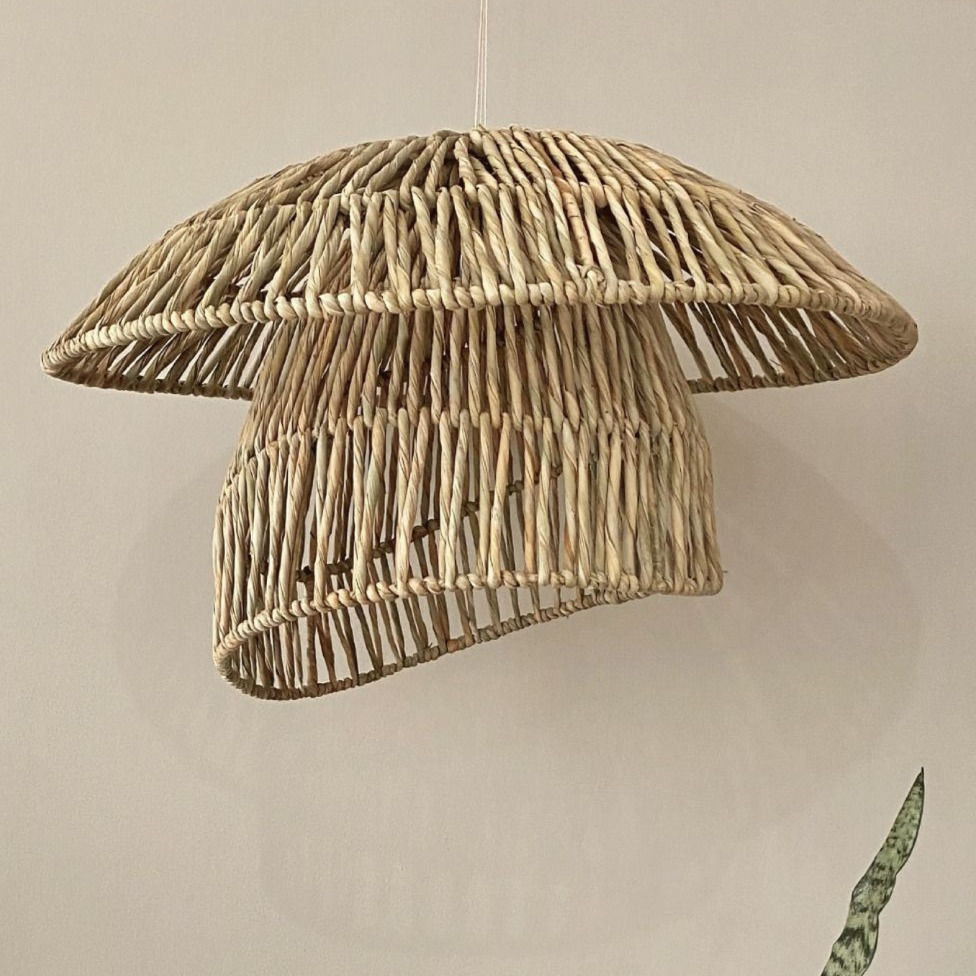 Miniatura: XiXi Natural Reed Chuspata Palma Mexican Handwoven Pendant Lamp 25x16 Inches