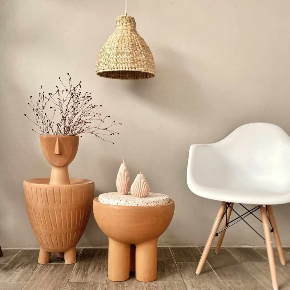 Thumbnail: Nanan Handmade Burnished Clay Coffee Accent Side End Table Mexican Decor