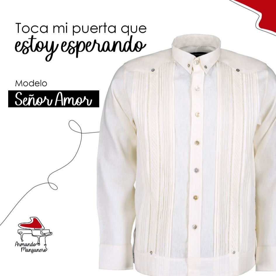 Miniatura: Senor Amor Men’s Authentic Guayabera Shirt Bone Off White