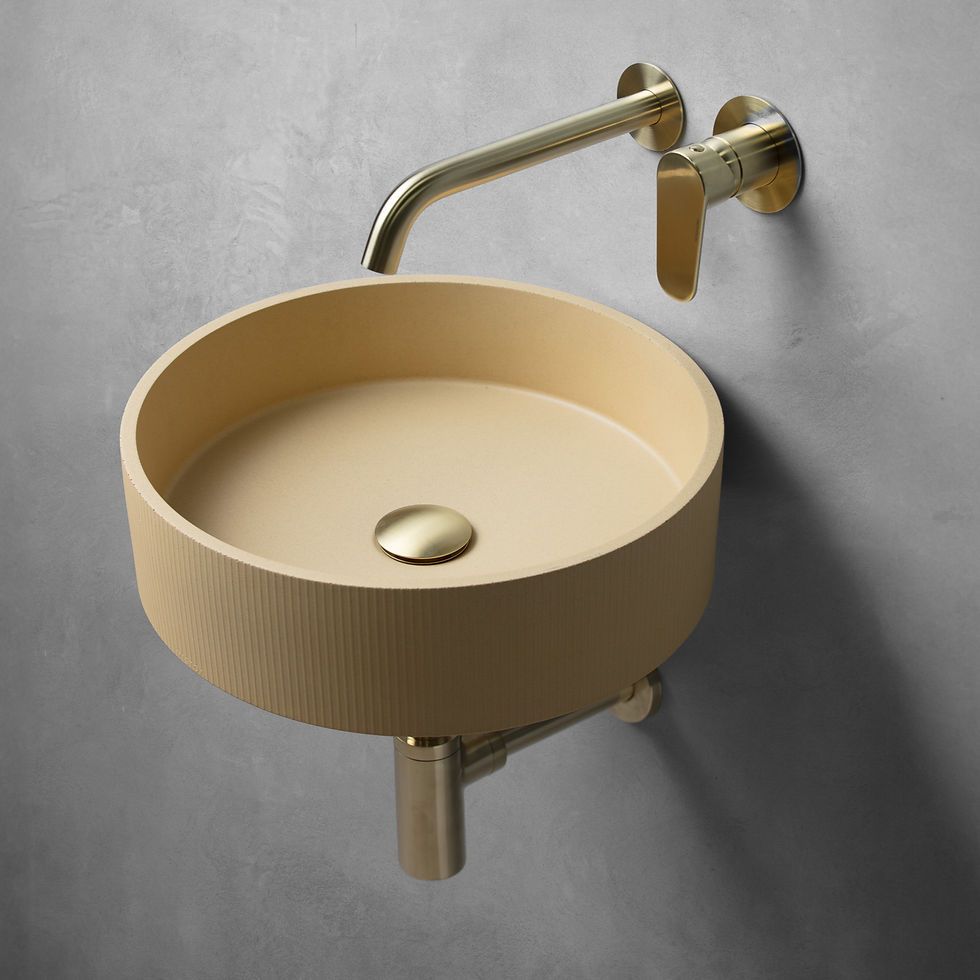 Miniatura: Maca Round Fluted Modern Concrete Vessel Sink Washbasin