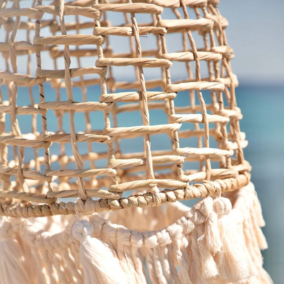 Thumbnail: Hati Natural Reed Chuspata Palma Lamp with Macrame