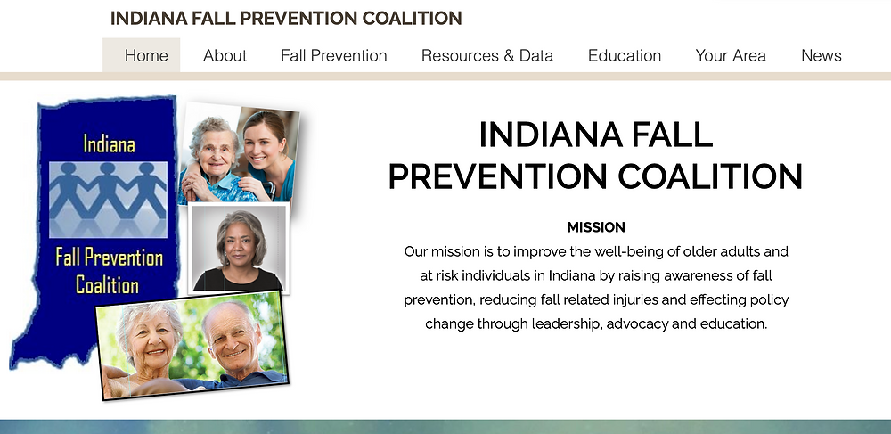 Screenshot of the Indiana Fall Prevention Coalition website