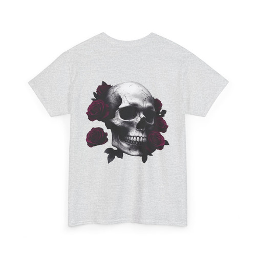 Unisex Skull and Roses Graphic Tee - Edgy Cotton T-Shirt