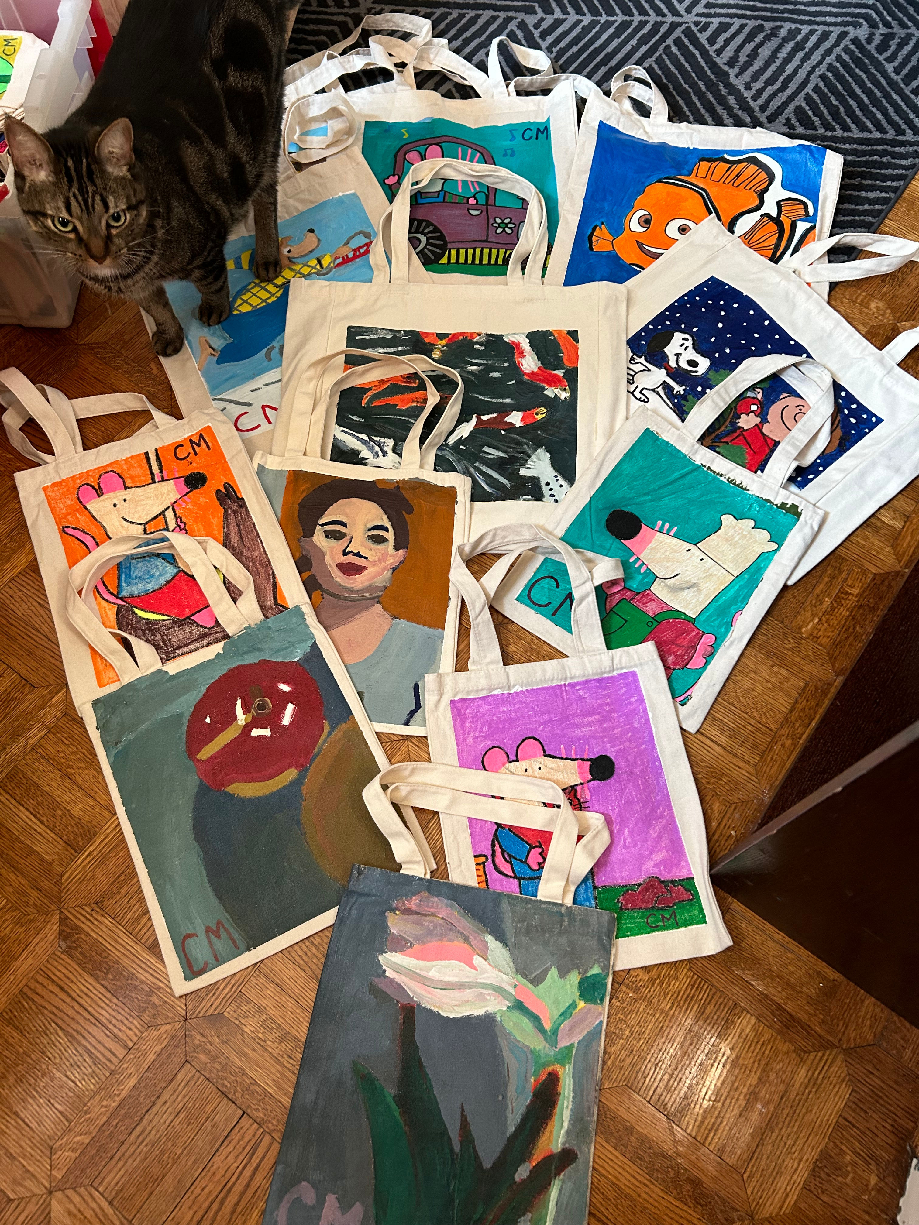 POS Large Painted Tote Bag at Art Sale