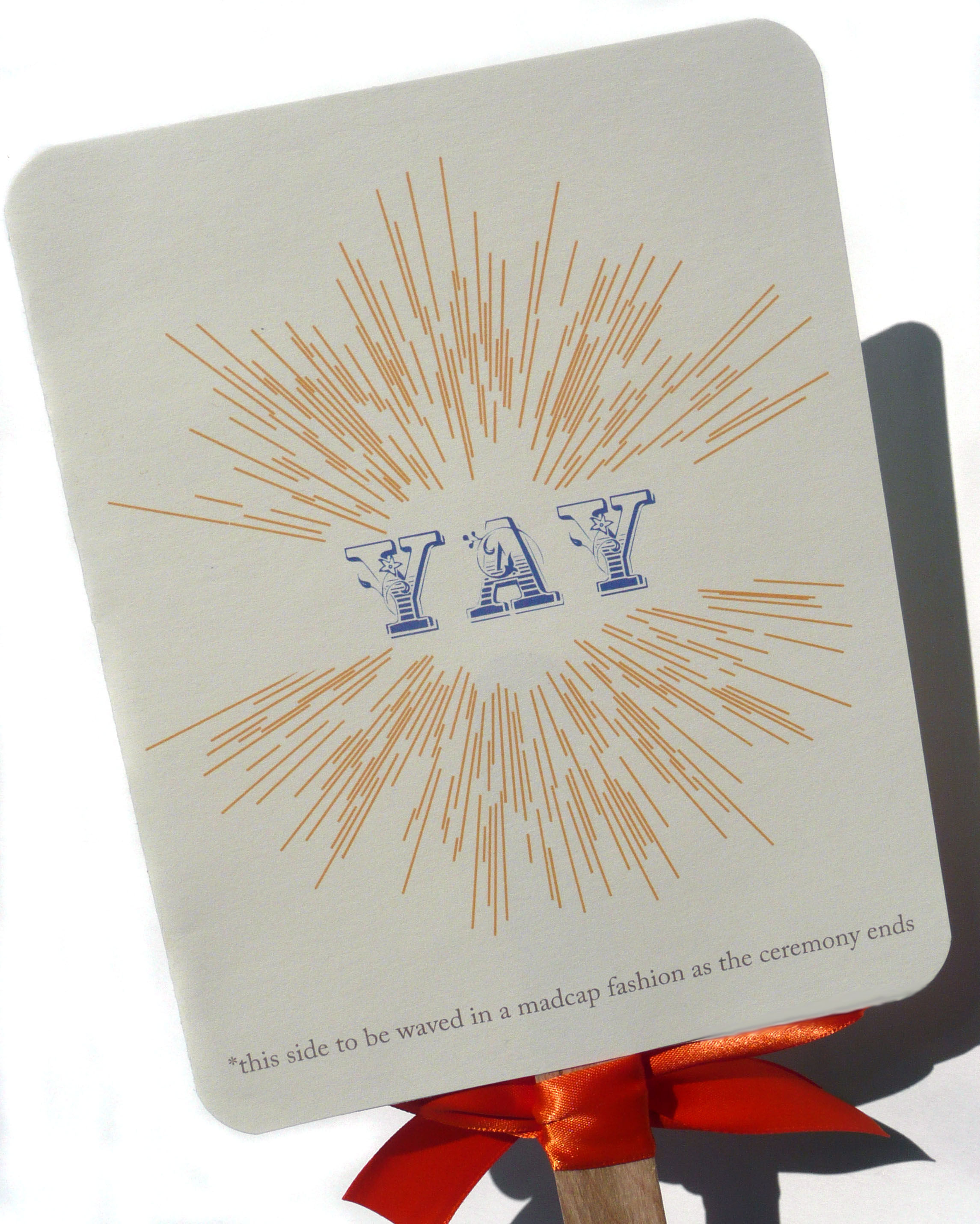 Modern YAY Wedding Program Fans