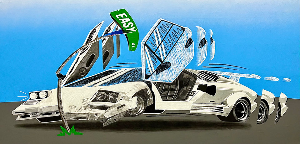 Lamborghini Countach Art, Crash, Wolf of Wall Street, Easy Street