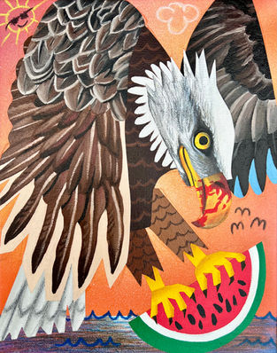 Art, Bald Eagle, Palestine, Israel, War, America, Watermelon