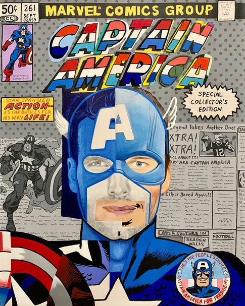 Tom Brady Art, Captain America, Comic Book, New England Patriots, NFL, Marvel