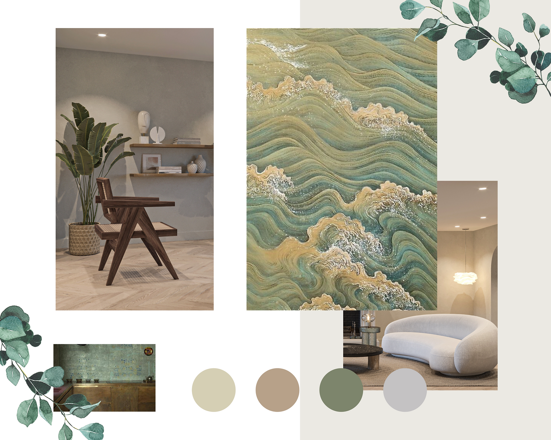 A typical interiors moodboard