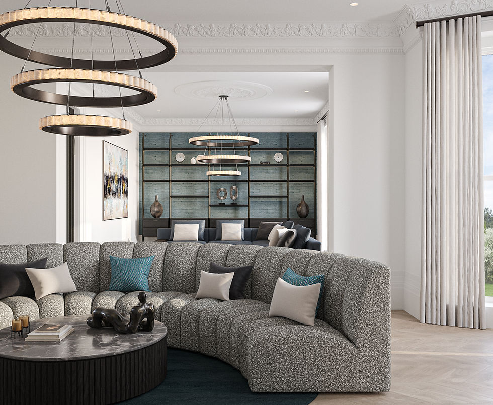 Circular sofa in Victorian lounge