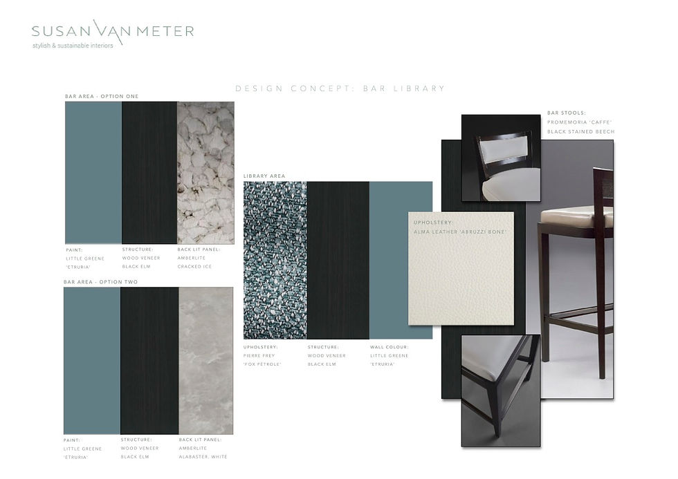 Mood board concepts for Bar & Library