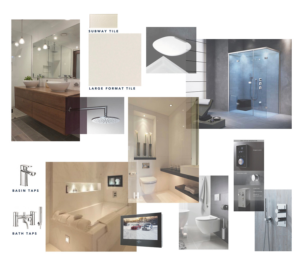 Mood board for a bathroom interior design