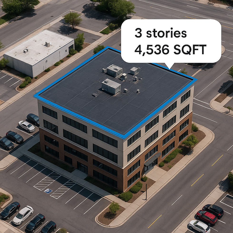 AI can analyze aerial imagery to automatically detect the number of stories and estimate SQFT