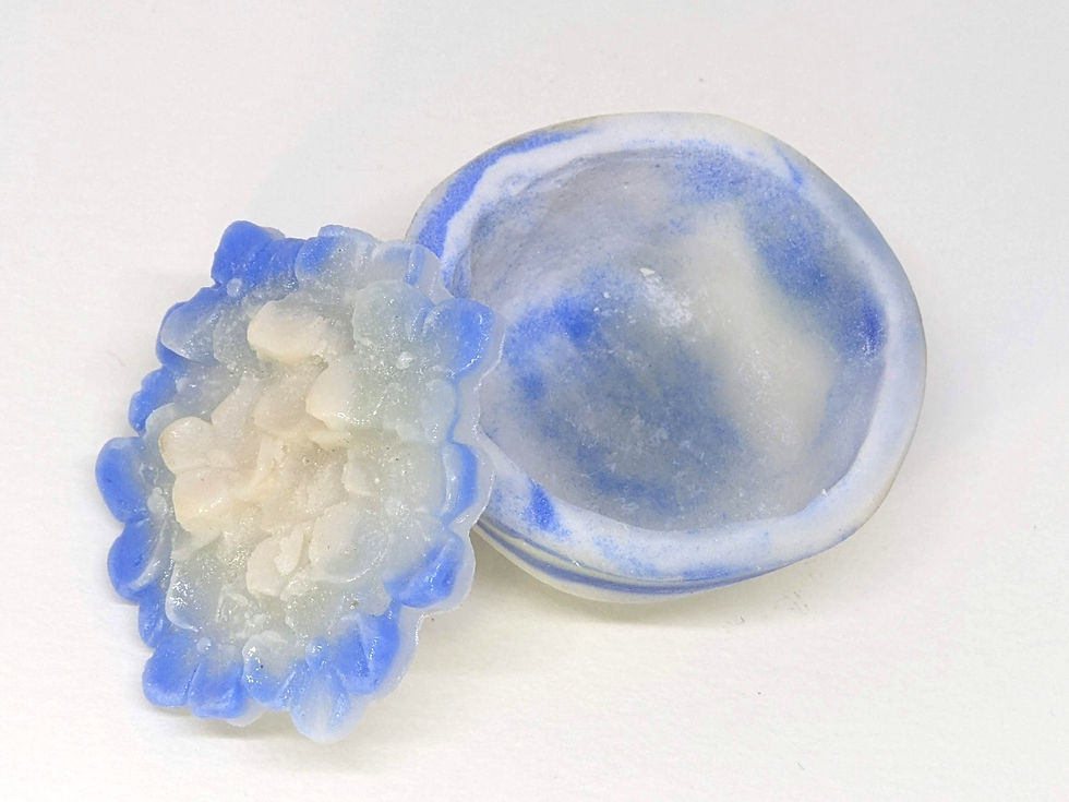Thumbnail: light blue blossom lidded mini bowl