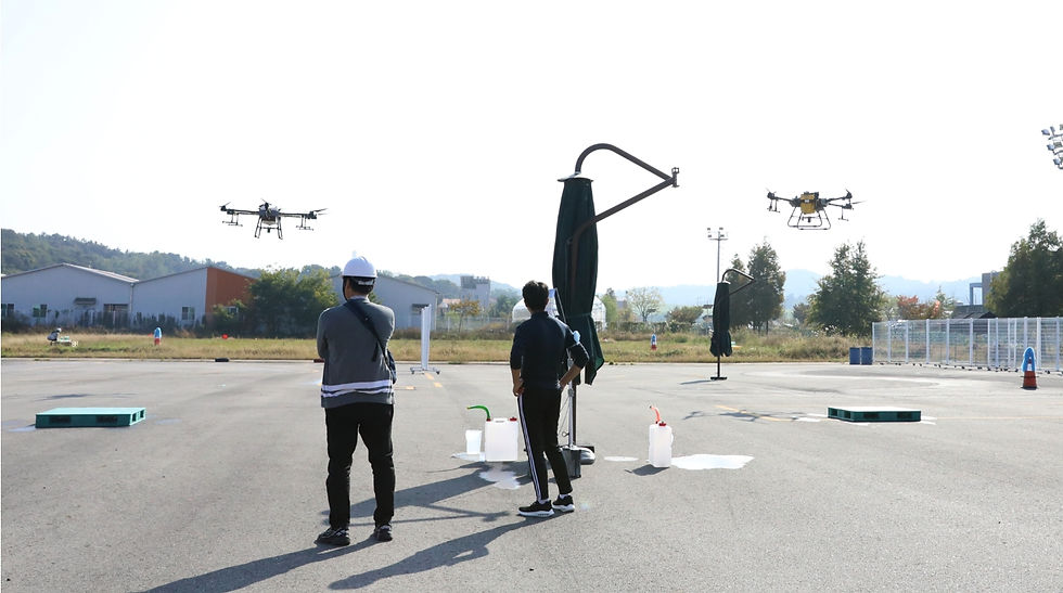 2024년 10월 국립한국농수산대학교 첨단기술교육관 실습장에서 있었던, 청년 농업인 드론 영농 활용 경진대회 현장. 사진_ 국립한국농수산대학교