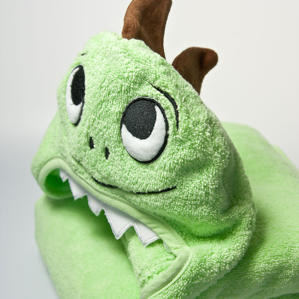Thumbnail: Dino Hooded Cotton Turkish Towel: Baby