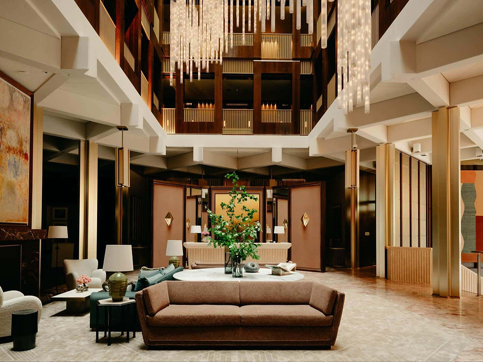Elegant luxury hotel lobby with premium interior design and concierge reception