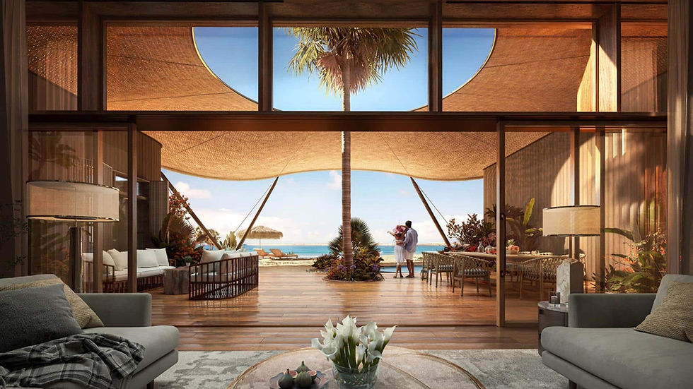 Luxury beachfront lounge with panoramic ocean views and premium outdoor seating