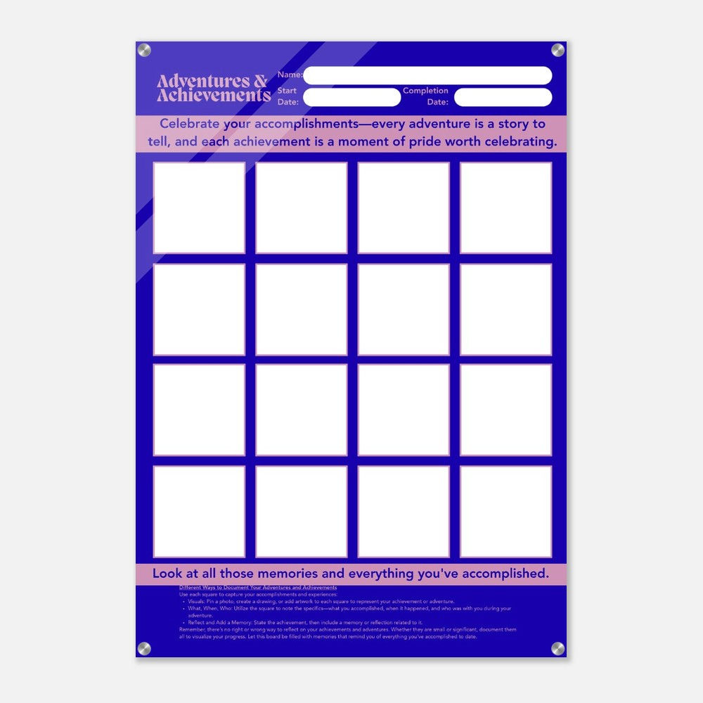 Adventures & Achievements - Reusable Board (Acrylic)