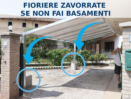 Pergola con zavorre a fioriera