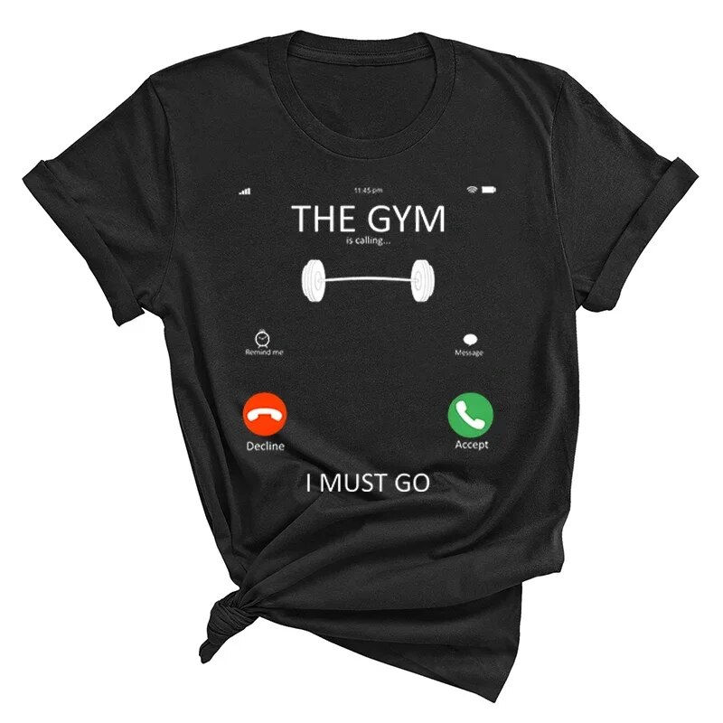 الصورة المصغرة: Gym Is Calling Me Print Tshirts Women 