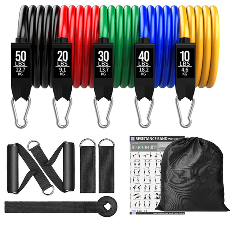 الصورة المصغرة: 250Lbs Resistance Bands Set Fitness Workout Gym Pull Rope Yoga Latex Tube Sports