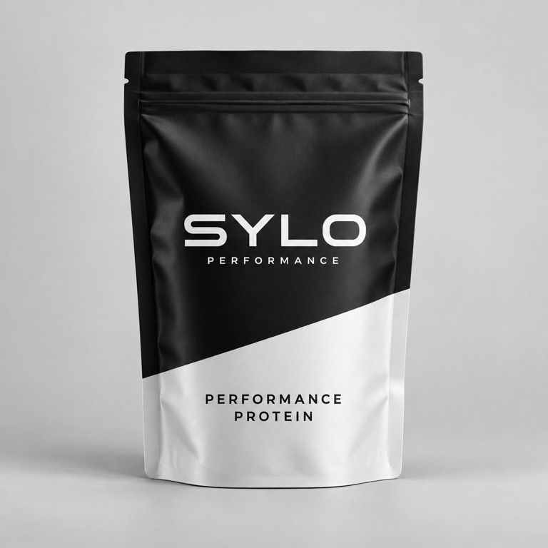 Performance Protein — SYLO concept visual (illustrative placeholder, not final supplied-product photography)