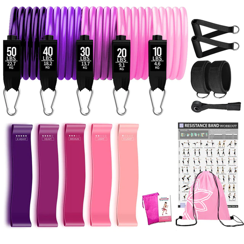 Thumbnail: 250Lbs Resistance Bands Set Fitness Workout Gym Pull Rope Yoga Latex Tube Sports