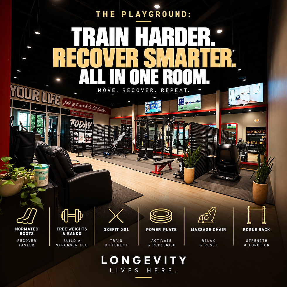 Playground Room fitness and recovery equipment at Waco Bodymend Company in Downtown Waco TX