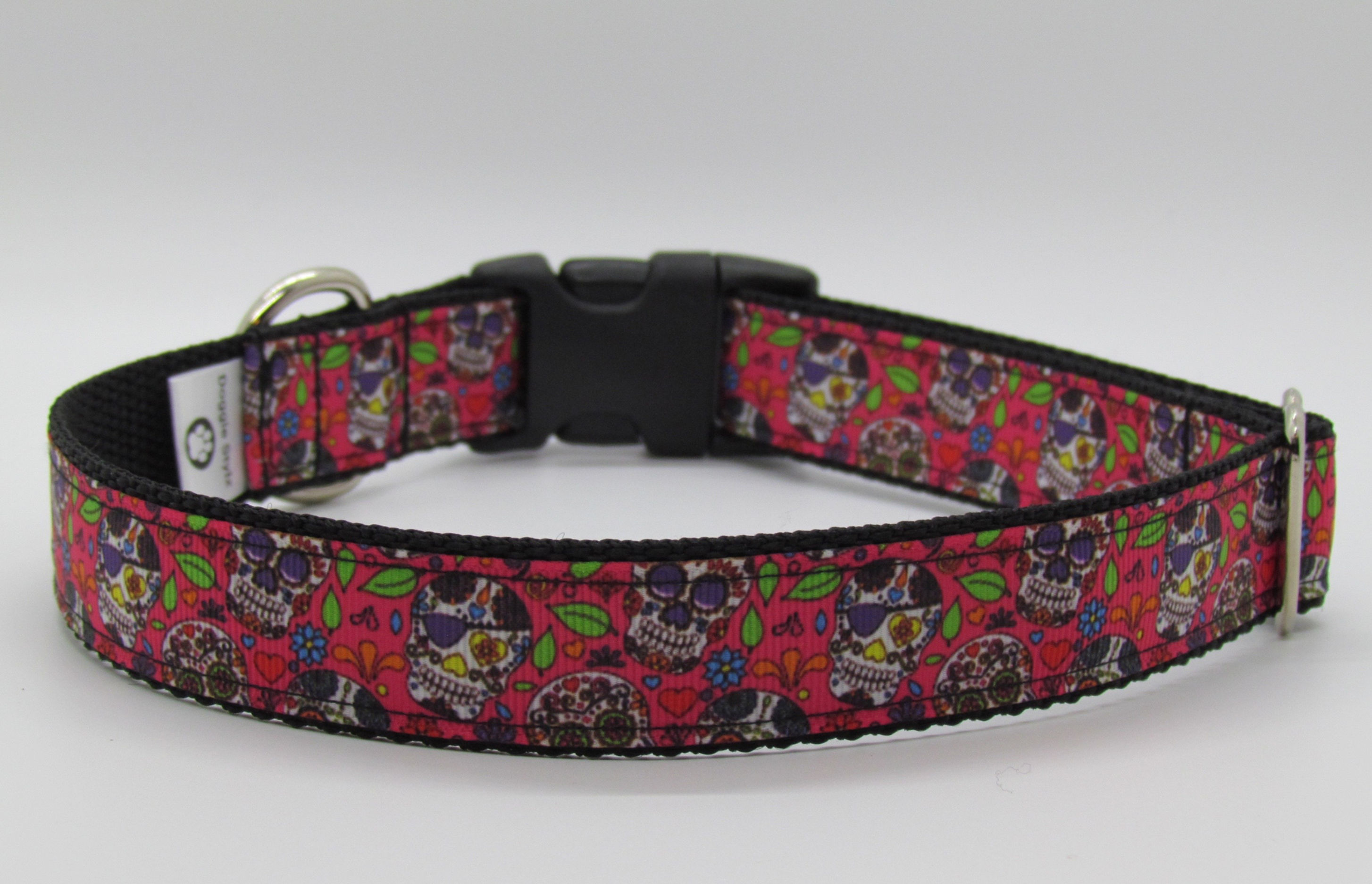 Sugar Skulls (Pink) Dog Collar