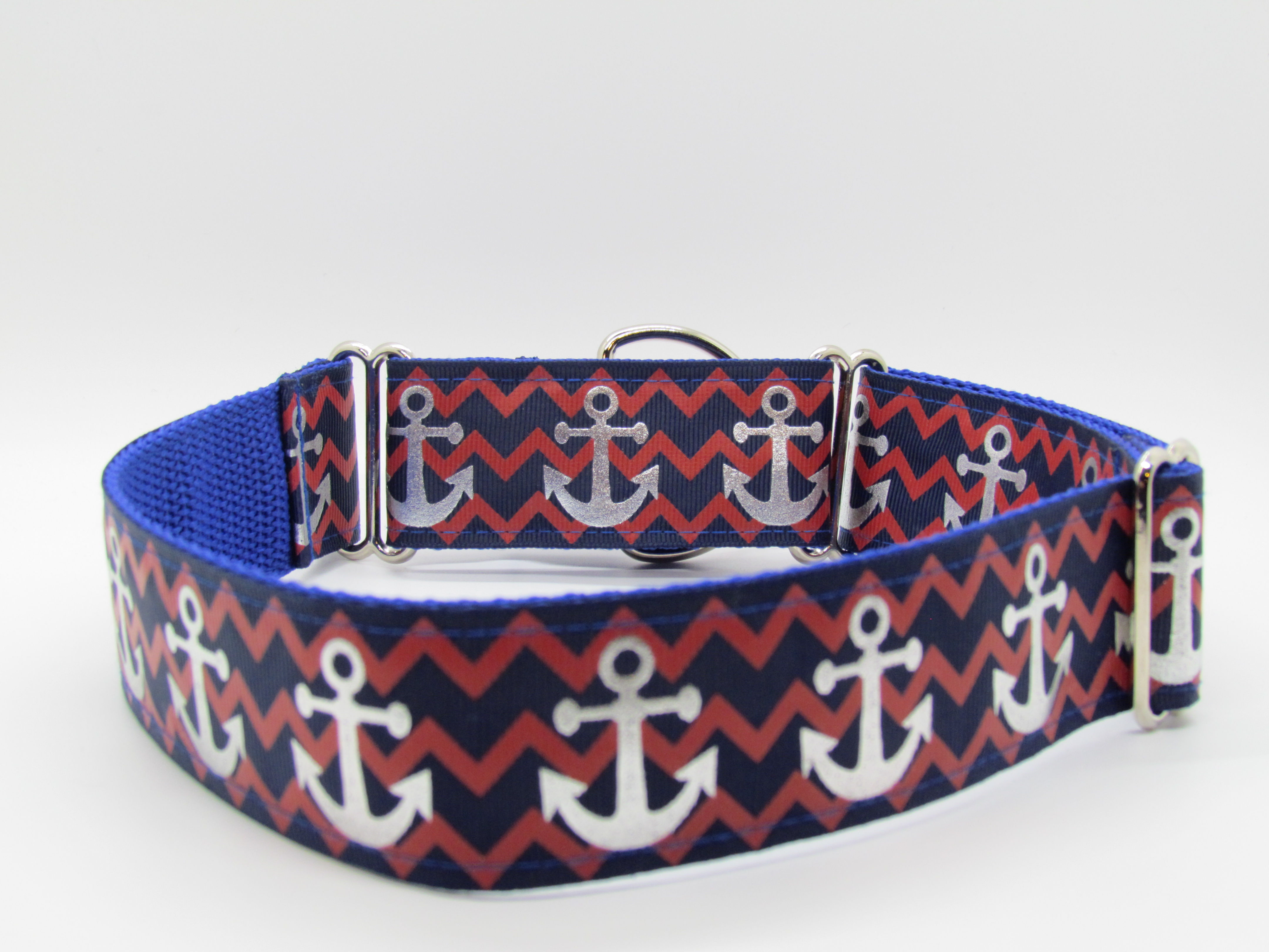 1 1/2" Nautical Anchors Martingale Dog Collar