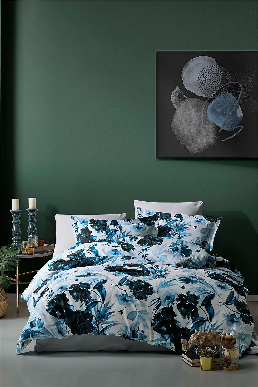 İyi Geceler İstanbul Saten Nevresim Takımı - Gzia Blue