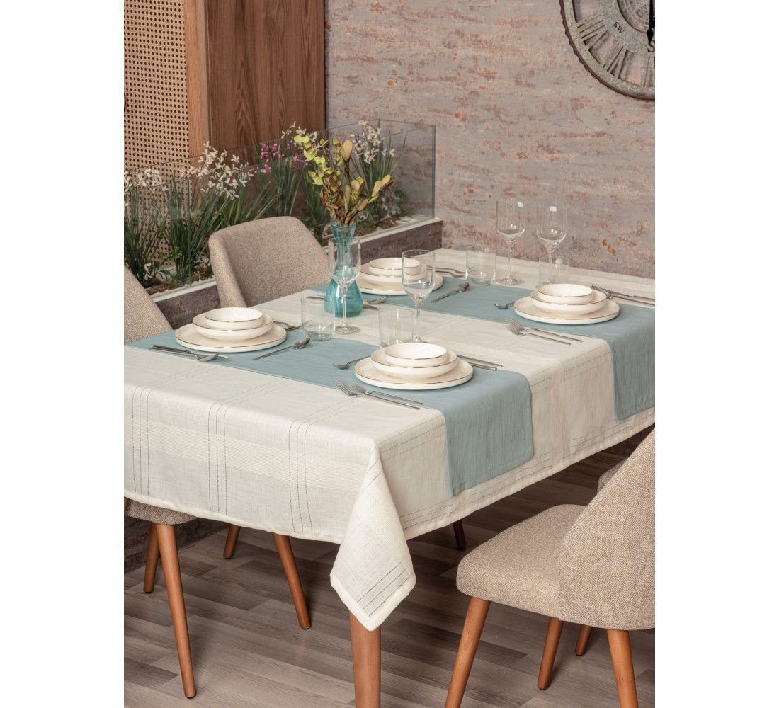 Cotton Box Antique Masa Örtüsü Seti 155x220 - Krem