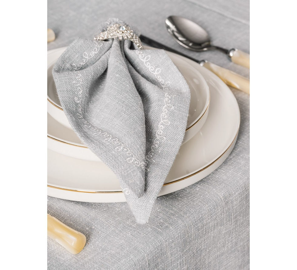 Küçük resim: Cotton Box Keten Masa Örtüsü Takımı 175x240 - Gri