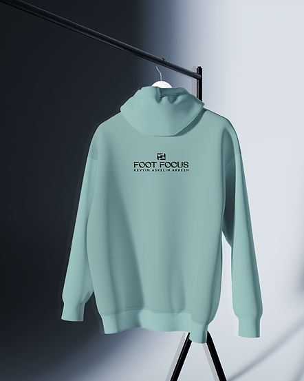 Concept visualisation of the Foot Focus logo on a hoodie