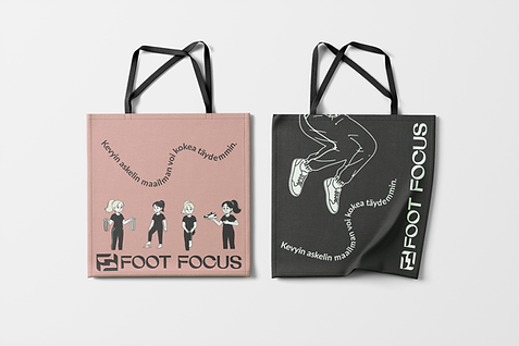 Concept visualisation of the Foot Focus logo on tote bags