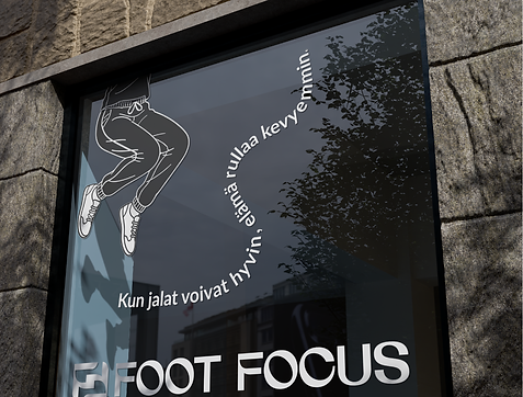 Concept visualisation of the Foot Focus visual identity on window graphics