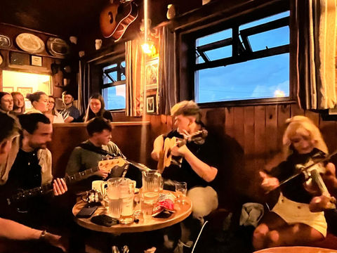 Traditional music session in cozy pub
