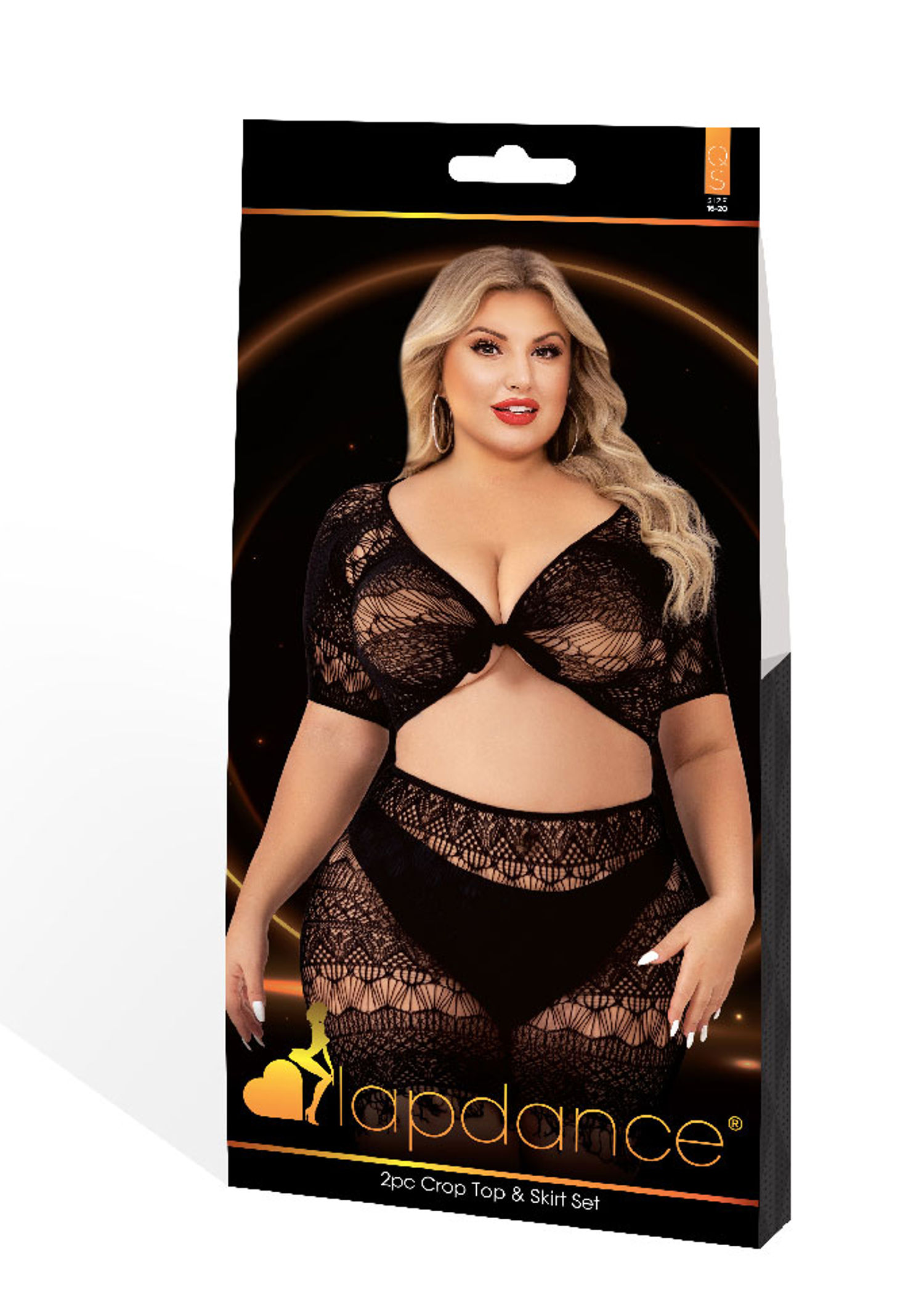 2 Piece Crop Top and Skirt Set - Queen Size - Black