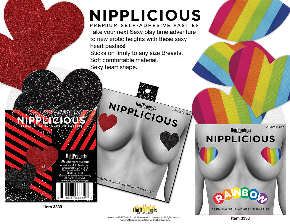 Thumbnail: Nipplicious - Heart Shape Pasties - Glitter - Red and Black