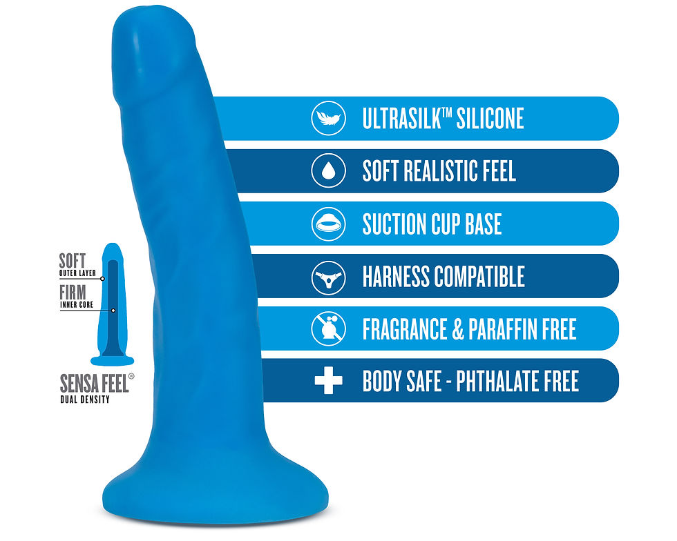 Thumbnail: Neo Elite - 6 Inch Dual Density Cock - Neon Blue