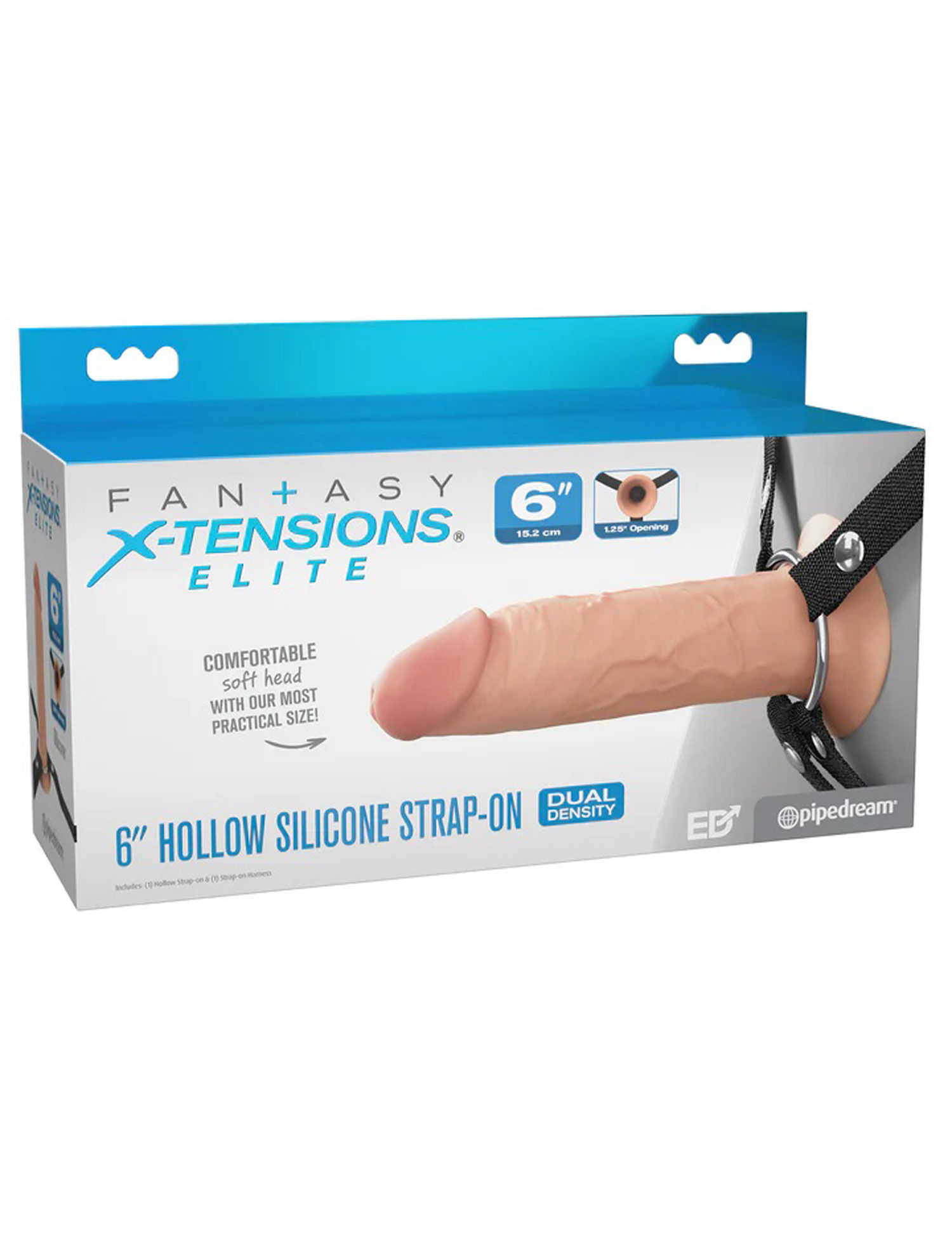 Fantasy X-Tensions Elite 6 Inch Silicone Hollow Strap Dual Density - Light