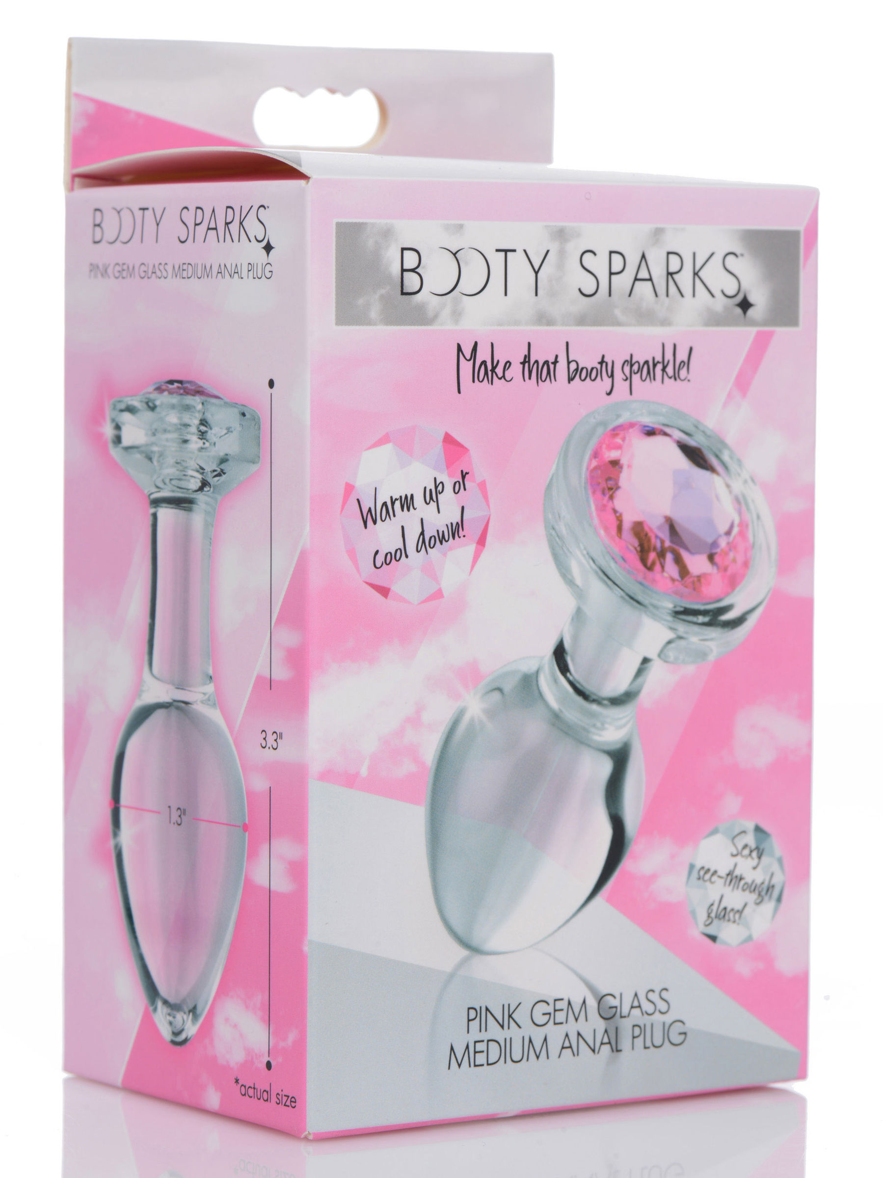 Pink Gem Glass Anal Plug - Medium